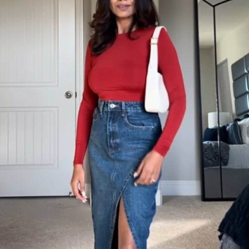 Zara Red Slinky Crop Top